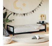 Estructura de cama infantil negra 90x190 cm madera maciza de pino