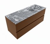 Mondiaz vica dlux 120cm mueble de baño color rust con 2 cajones. con lavabo cloud derecho 1 orificio color lava