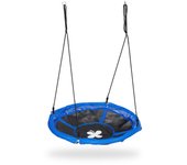 Relaxdays columpio nido, 110 cm ø, niños y adultos, altura regulable, hasta 100 kg, balancín colgante jardín, azul/negro