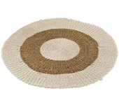 Tapete natural redondo de madera blanca de zostère de 120x120x1 cm