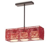 Lámpara de techo alexandra de tres focos (3xe27) 230v ip20 50x15x78cm fabricada en acero y papel de lino color rojo