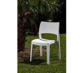 Silla de exterior klik klak apilable y desmontable de resina blanca