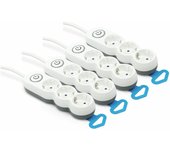Juego de 4 regletas con 3 enchufes y interruptor, protección infantil, cable de 1,4 metros, blanco