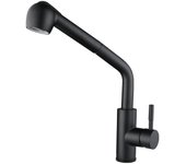 Grifo extraíble para fregadero de cocina con rociador extraíble, de un solo orificio, grifo extraíble doméstico, negro mate (sin manguera)