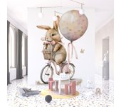 Papel pintado panorámico niños - niños - conejita en bicicleta
