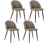 Juego de 4 sillas de comedor con tapizado de lino, diseño ergonómico, tela transpirable y estructura de metal para un máximo confort