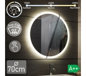 Espejo redondo led - ã˜ 70 cm, a++, retroiluminación blanco frío/calor, táctil, antivaho - espejo retroiluminado