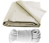Pack lona para pérgola marfil 3x4 m protección solar + cuerda elástica blanca 20m - lona pérgola tecplast xp680m2pr garantía de 15 años