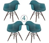 Juego de 4 sillas de cocina de diseño con reposabrazos 62x44x82 cm