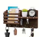 Llavero de madera y organizador de correo para decoración de pared, pasillo, cocina y granja, incluye bandeja para fácil acceso.