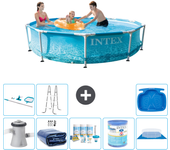 Paquete de piscina - intex - alrededor - 305x305x76 cm + accesorios a1361