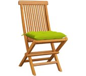 Sillas de jardín 6 uds cojines verde brillante madera de teca