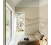 Papel pintado panorámico paisaje gráfico beige 225x250cm
