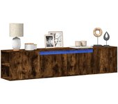 Mueble tv de pared con led roble ahumado 180x31x39,5 cm