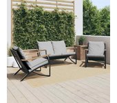 Vidaxl juego de muebles de jardín con cojines 3 piezas acero negro