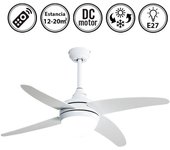 Ventilador de techo con luz silencioso dc con mando klod blanco 117 cm invierno-verano e27