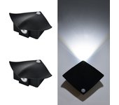 Luz nocturna de dormitorio de inducción led de 2 piezas, recargable, luz blanca [carcasa negra + inducción de 24 horas]