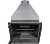 Mf - barbacoa de leña interior b100 de 109x55x141,5 cm en acero con parrilla, rejilla de hierro fundido y pintura anticalórica negra