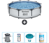 Paquete de piscina - bestway - alrededor - 305x305x76 cm + accesorios cb53