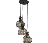 Lámpara colgante de metal color negro y tulipa de cristal. bombilla e27 60w. (disponible también lámpara de 1 luz) ref. 091-3b