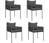 4 uds sillas jardín | silla de exterior | sillon jardín y cojines ratán sintético negro 54x61x83 cm cfw345602