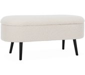 Banco de arcón, extremo de la cama con revestimiento de borreguito, sherpa, crudo, 112x44x50 cm