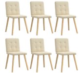 Pack 6 uds sillas de comedor | silla de cocina tela color crema cfw26683