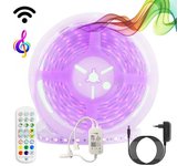 Kit tira led musical rgb wifi alexa/google home con fuente, mando y controlador 5 metros