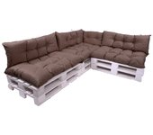Conjunto de 7 cojines para palets, 3x asiento 120x60 y respaldo 120x40cm, conjunto de cojines para muebles de jardín marrón, cojín de jardín