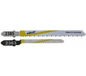Wolfcraft 2383100 - hojas de sierra de calar vastago en t / hcs + bimetal / set para suelos laminados 50/75 mm