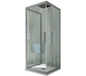 Mampara de ducha 3 lados deslizante 70x80x70 cm de pvc plata h 200 vidrio transparente mod. kolors trio