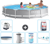 Paquete de piscina - intex - alrededor - 366x366x76 cm + accesorios a1921