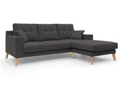 Danish sofá rinconero moderno reversible de tela suave e impermeable 237 cm negro