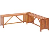 Banco de jardín con 2 jardineras acacia maciza 117x117x40 cm