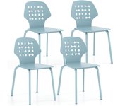 Costway pack de 4 sillas de comedor, silla de cocina de metal, juego de 4 sillas modernas con respaldo hueco para cocina, comedor, salón, oficina, dor