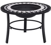 Chimenea de mosaico blanco y negro 68 cm cerámica