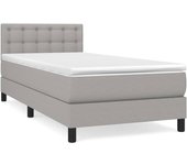 Cama con somier tapizado y colchón de tela gris claro 90x190 cm