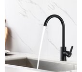 Mezclador de cocina auralum max negro latón rotativo 360° grifo de fregadero de agua caliente y fría adecuado para fregadero cocina