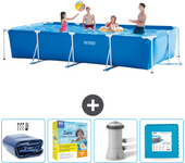 Paquete de piscina - intex - rectángulo - 450x220x84 cm + accesorios cb9