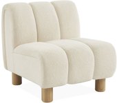 Sillón relax pies redondeados madera de hevea y borreguito, angel, blanco, 78x90x79 cm