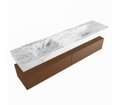 Mondiaz alan-dlux 200cm mueble de baño rust 2 cajones. con lavabo cloud doble 2 orificios color glace