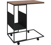 Mesa de centro，mesa auxiliar，mesita de centro con ruedas de contrachapado negro 55x36x63,5 cm cfw12808