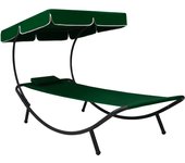Sofá cama de exterior con dosel y almohada verde