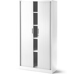 Armario metálico de oficina con puertas enrollables, 4 estantes, 185 x 90 x 45 cm (blanco)