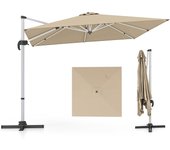 Costway sombrilla terraza exterior rectangular con base 3x3m, parasol jardin excentrico, rotación de 360°, inclinación ajustable, guarda sol jardin ex