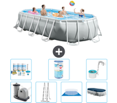 Paquete de piscina - intex - oval - 503x274x122 cm + accesorios a2586