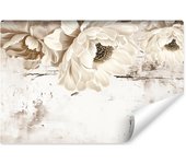 Papel pintado no tejido con foto flores retro concreto para dormitorio 300cm x 210cm