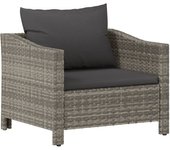 Sillón de jardín | silla de jardín | silla de exterior con cojín ratán sintético gris cfw602070