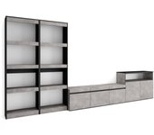 Muebles de salón para tv, 370x35x186cm, para tv hasta 65, mueble televisión, cemento