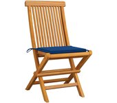 Sillas de jardín 2 uds con cojines azul real madera de teca